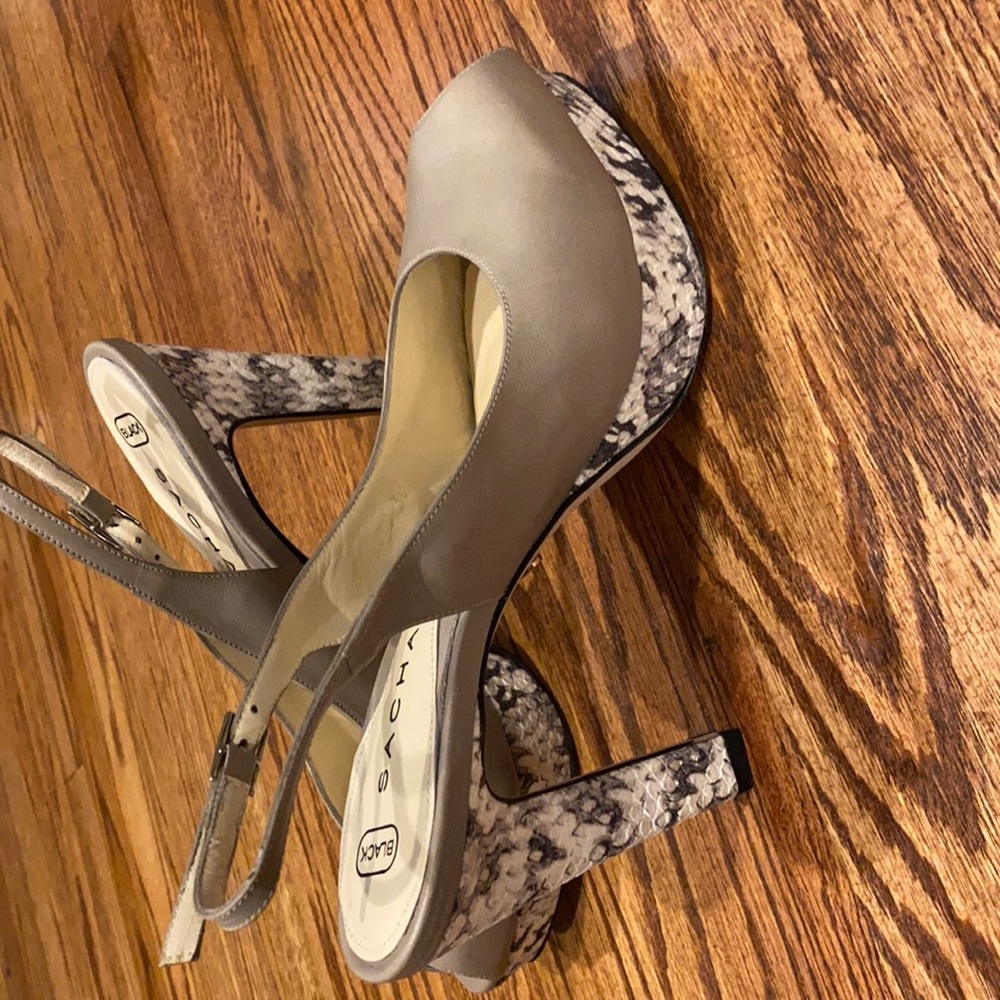 Sacha London Black Label Nude Snakeskin heals.